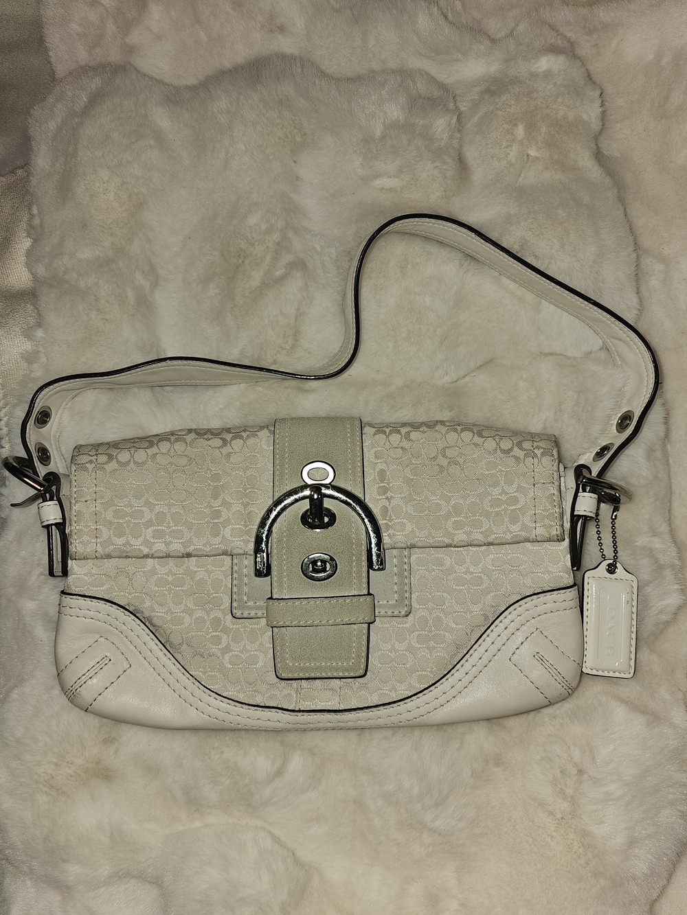 Coach Cream Signature Canvas and Leather SOHO Shoulder Bag